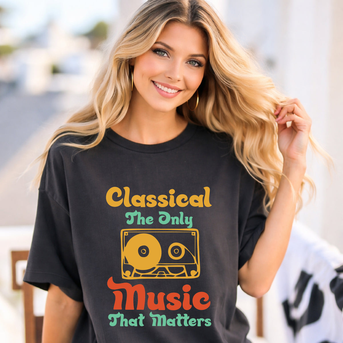 Classical The Only Music That Matters T-shirt Cassette Retro Typography Unisex Cotton Tee 011