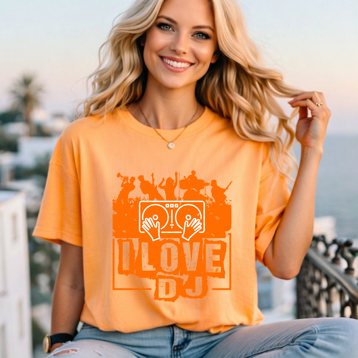 I Love DJ graphic T-shirt DJ Turntable Music Unisex Cotton Tee 051