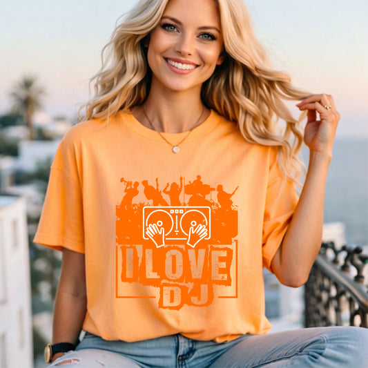 I Love DJ graphic T-shirt DJ Turntable Music Unisex Cotton Tee 051