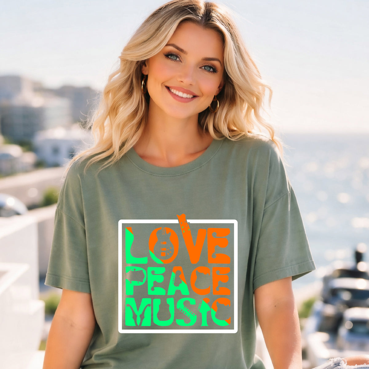 Love Peace Music T-Shirt Retro Psychedelic Typography Unisex Cotton Tee 059