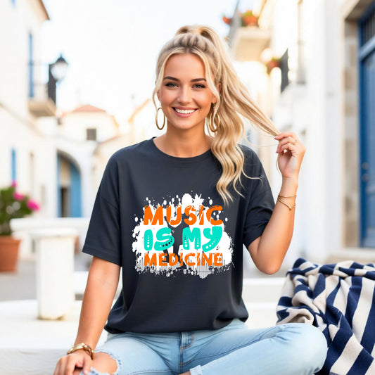 Music Is My Medicine T-shirt Music Lover Graphic Band Unisex Cotton Tee 068