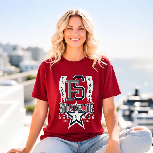 Superior Legend Major League College Sports Unisex Comfort Colors Garment-Dyed Heavyweight 100 Cotton Art Design T-Shirt w14/