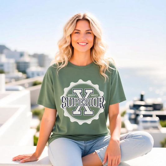 Superior X Vintage Collegiate Logo Unisex Comfort Colors Garment-Dyed Heavyweight 100 Cotton Art Design T-Shirt w15