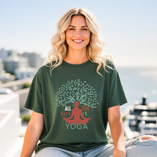 All Is Yoga Tree Pose Meditation Unisex Comfort Colors Garment-Dyed Heavyweight 100 Cotton Art Design T-Shirt w188
