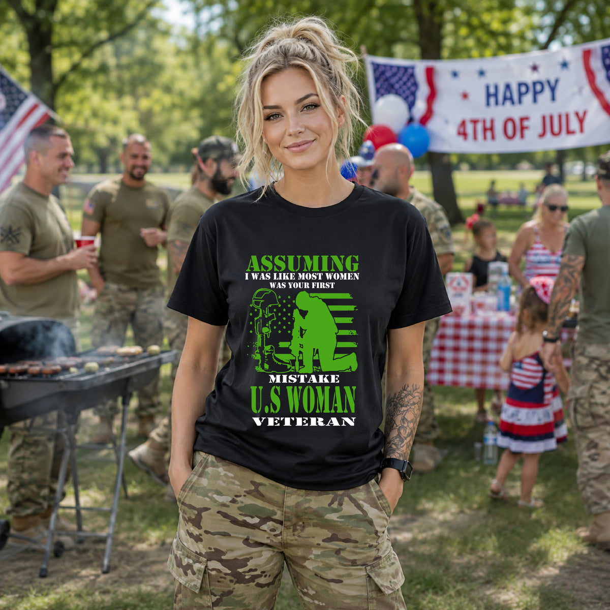 Assuming I Was Like Most Women Mistake U.S. Woman Veteran Unisex Cotton T-Shirt v45