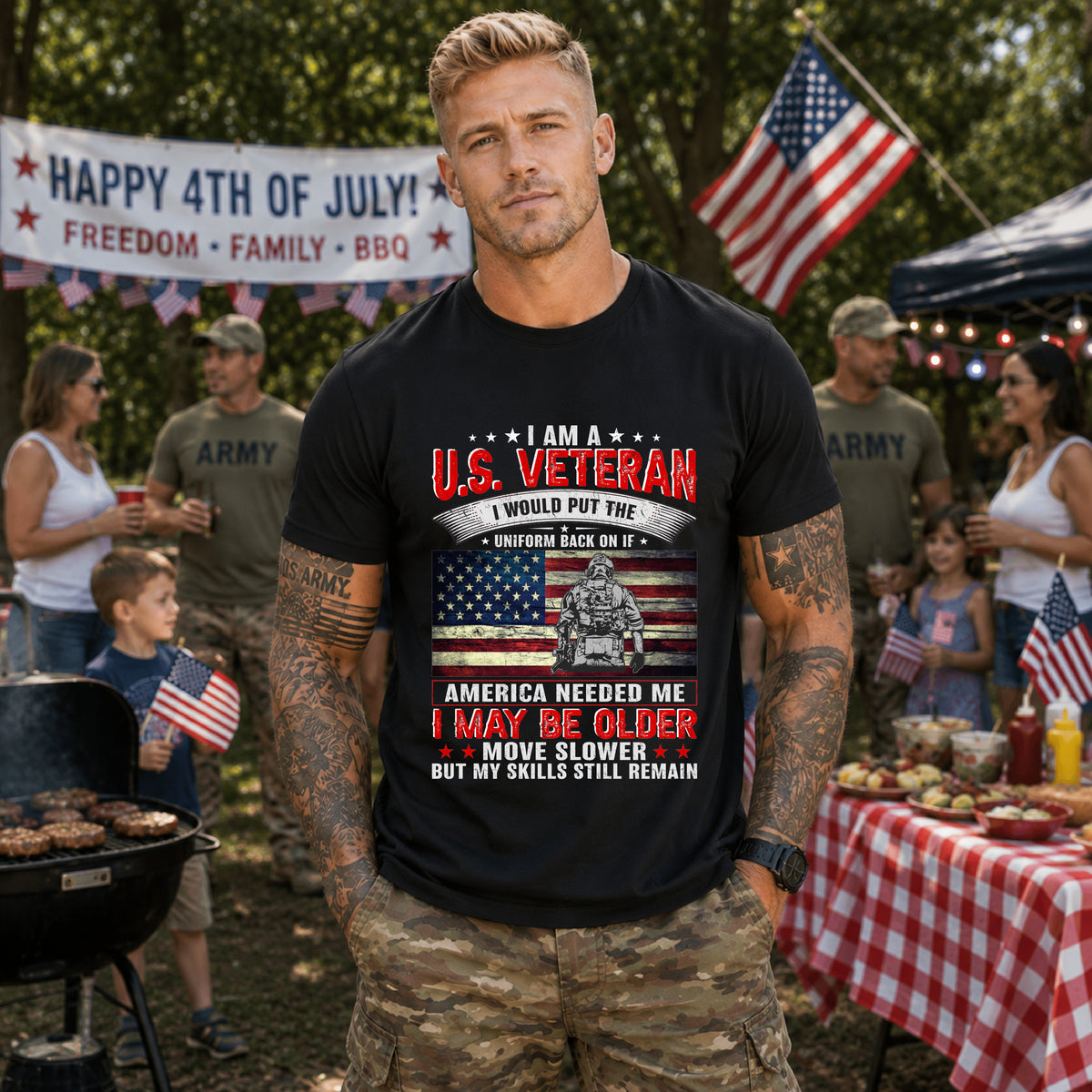 I Am A U.S. Veteran shirt American Flag Military Veteran Unisex Cotton Tee v25