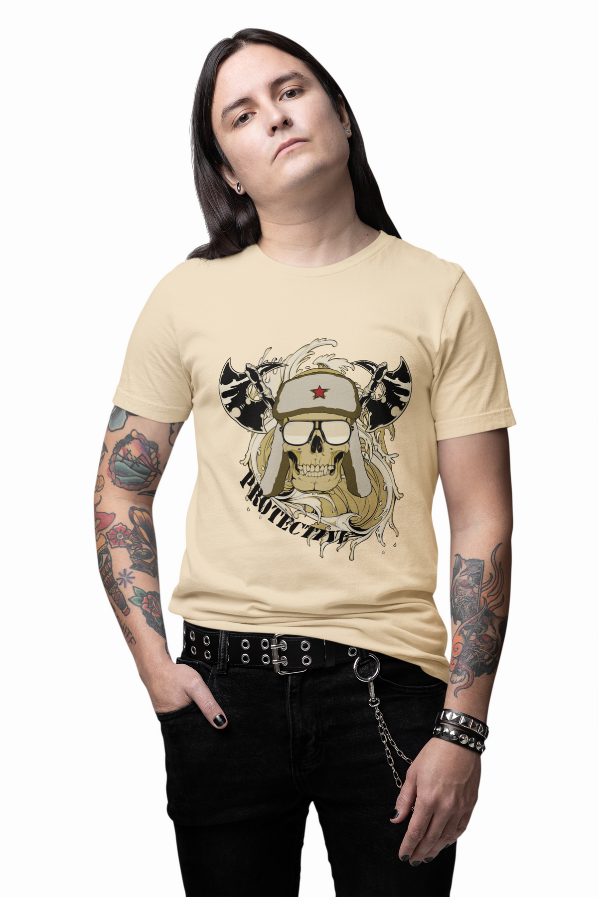 Viking Skull Graphic with Horned Helmet T-Shirt Captain Design Unisex Cotton Tee Art-41