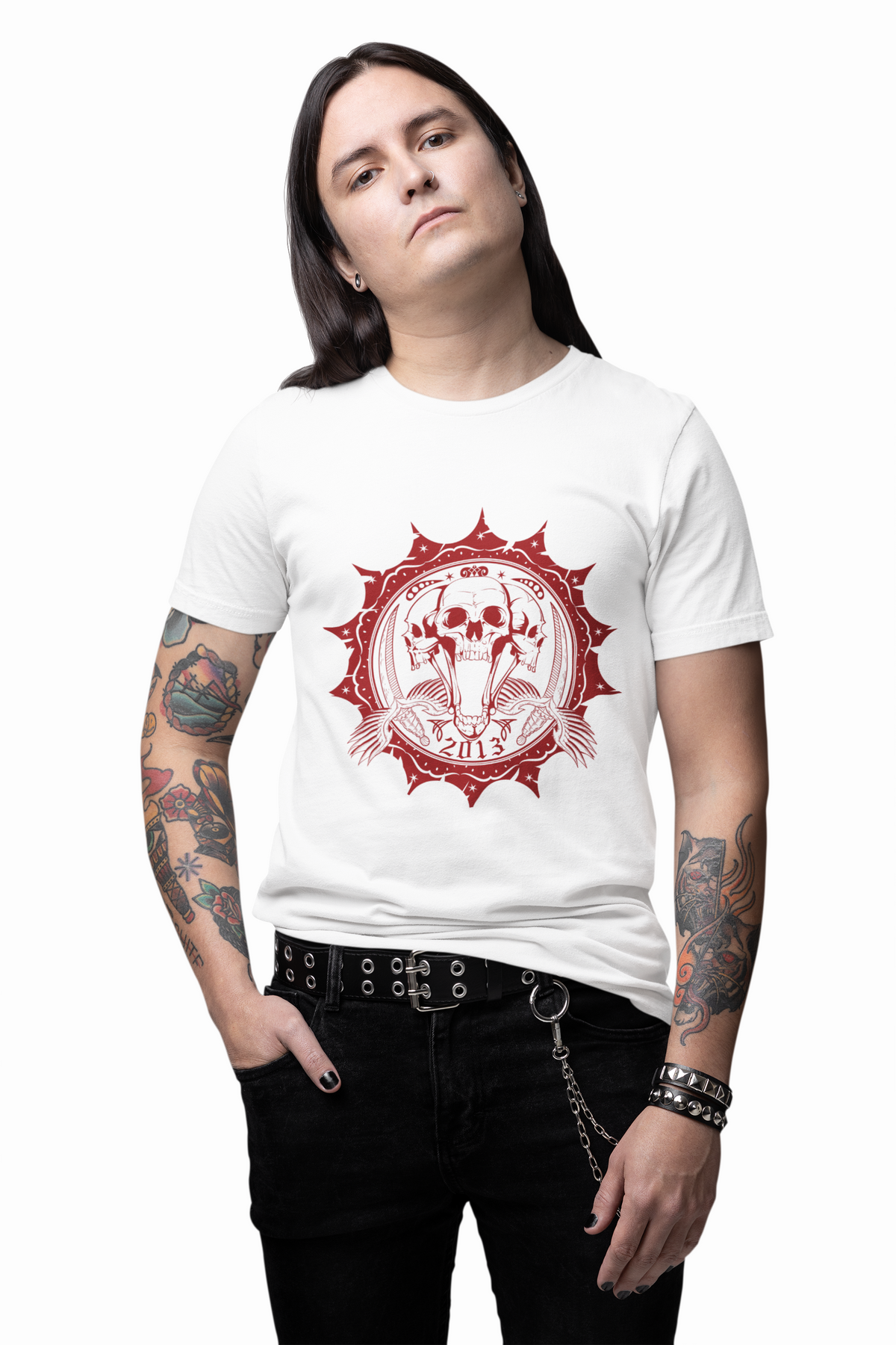 Skull Meddalion Mandala Tee Boho Skulleton Graphic Unisex Cotton Shirt Art-51