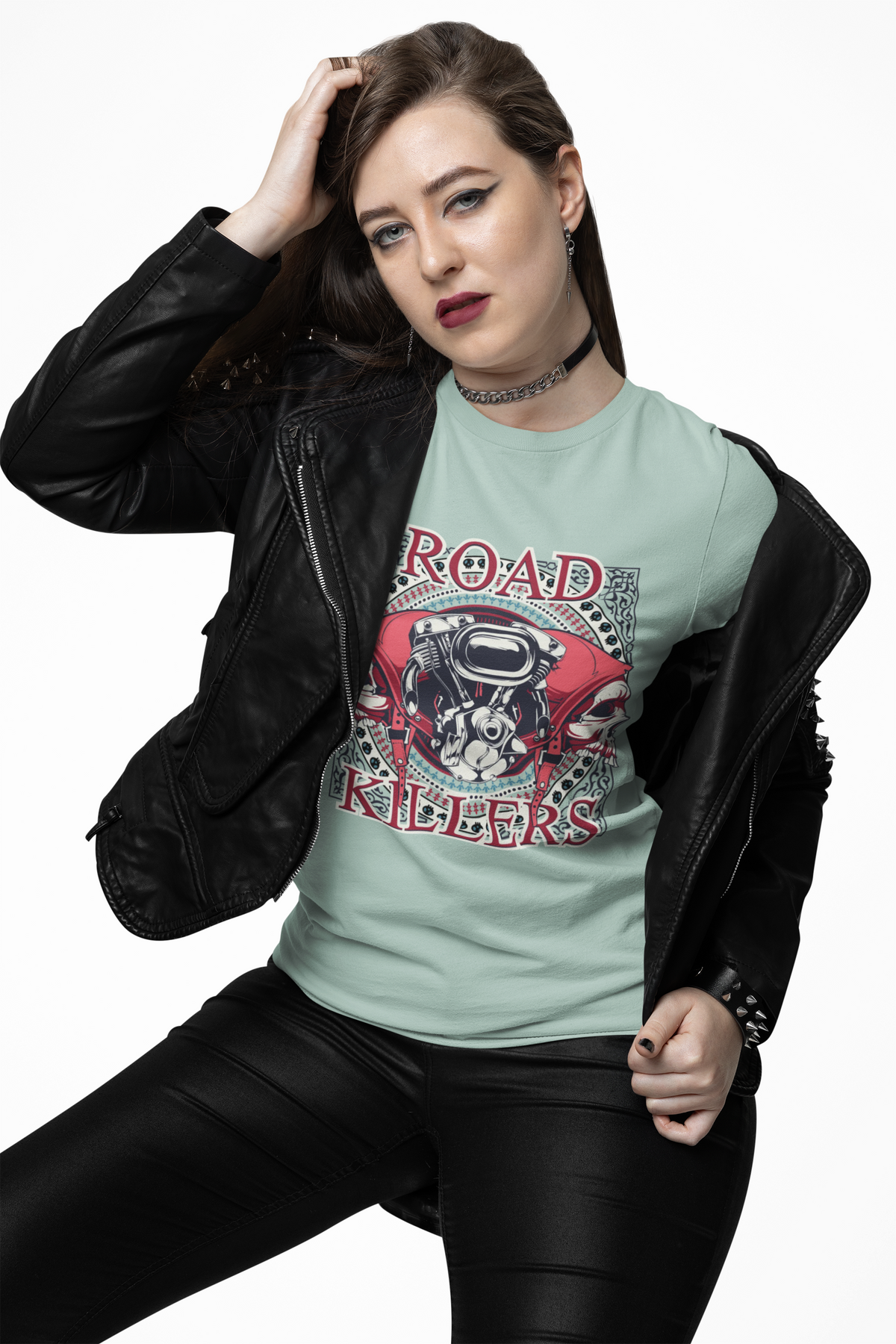 Dark Road Motorcycle Helmet Skull Tee Biker graphic Unisex Cotton t-shirt G-1