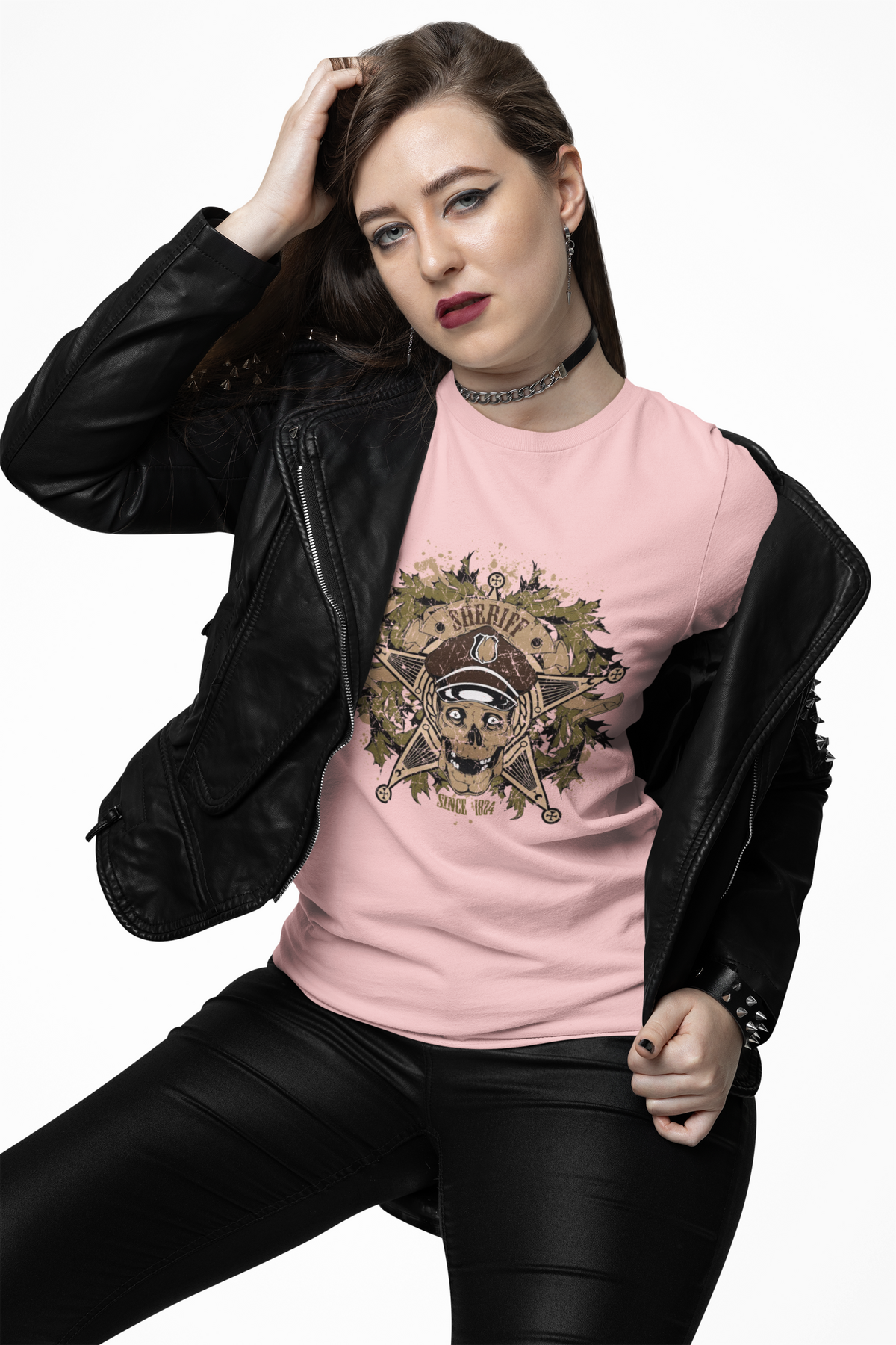 Skull and Crossbones Floral Emblem T-Shirt Nautical Pirate Unisex Cotton Tee Art-45
