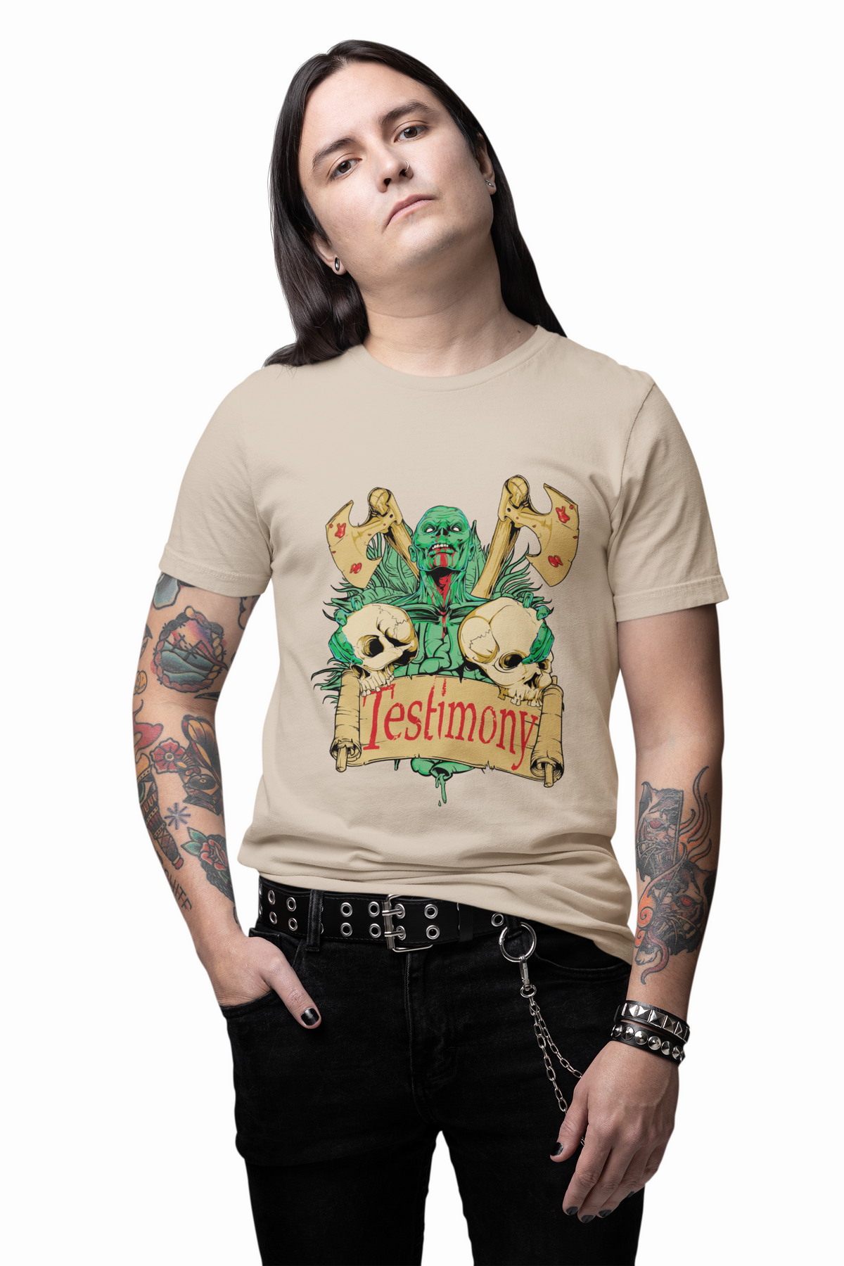 Cthulhu Skull Axes Testimony Tee Lovecraft Horror Mythos Unisex Cotton Shirt Art-42