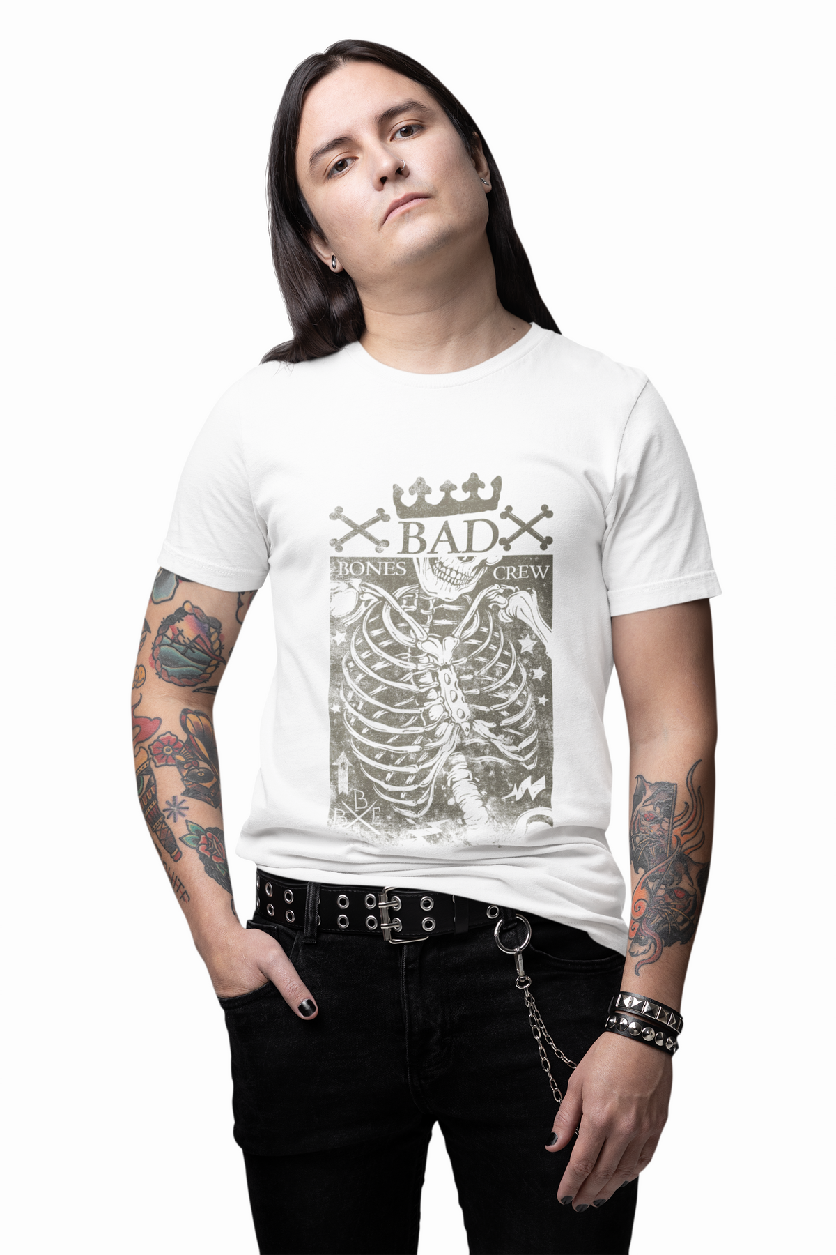 Skeleton Ribcage Tee Bones Crew Graphic Unisex Cotton Shirt A-10