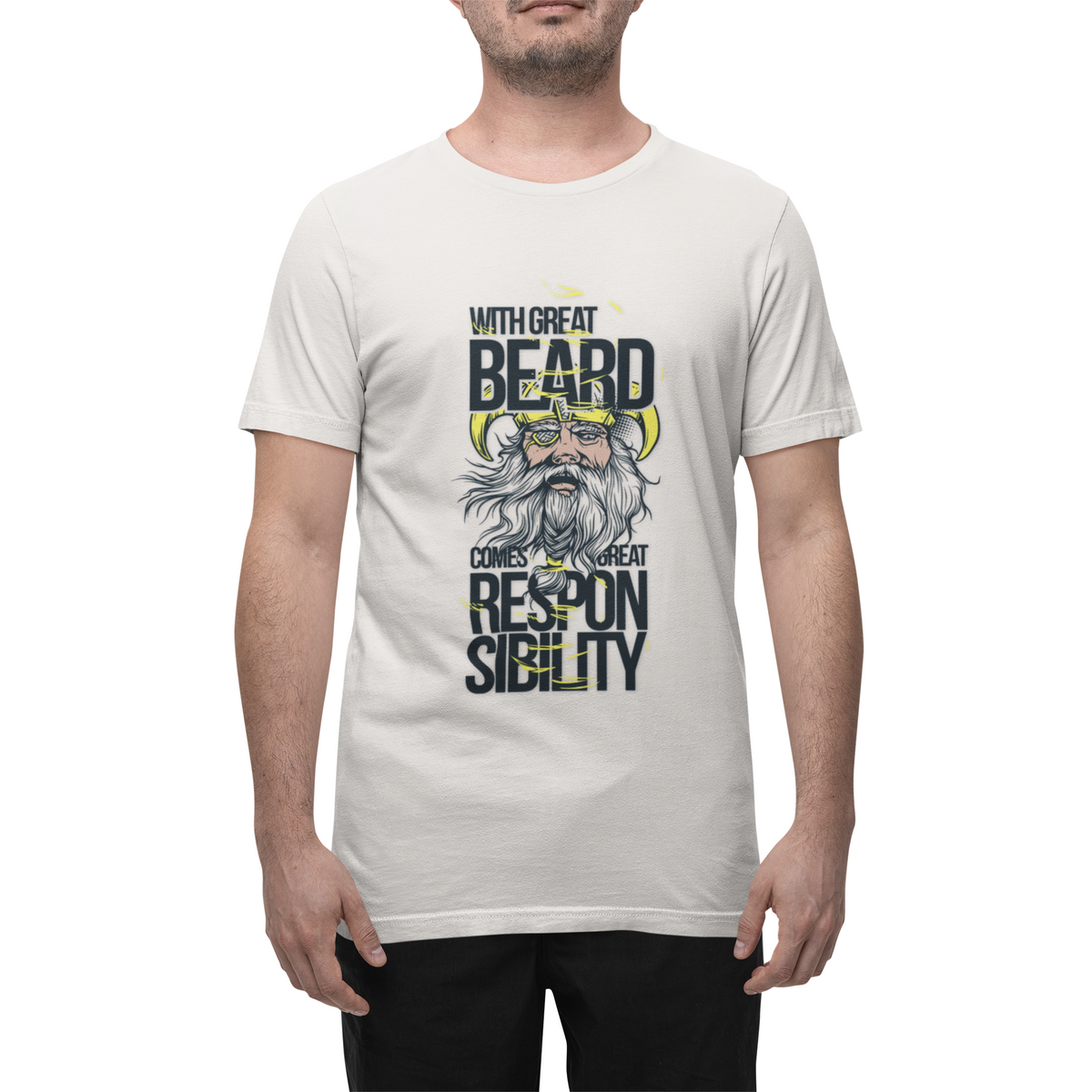 With Great Beard Comes Great Responsibility Tee Viking Beard Graphic Shirt A-2