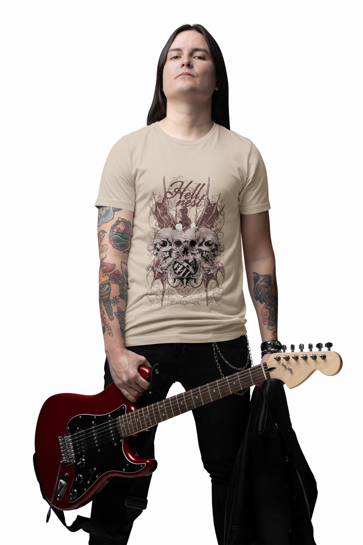 Skull Cluster graphic tee Gothic skulls grunge floral design
