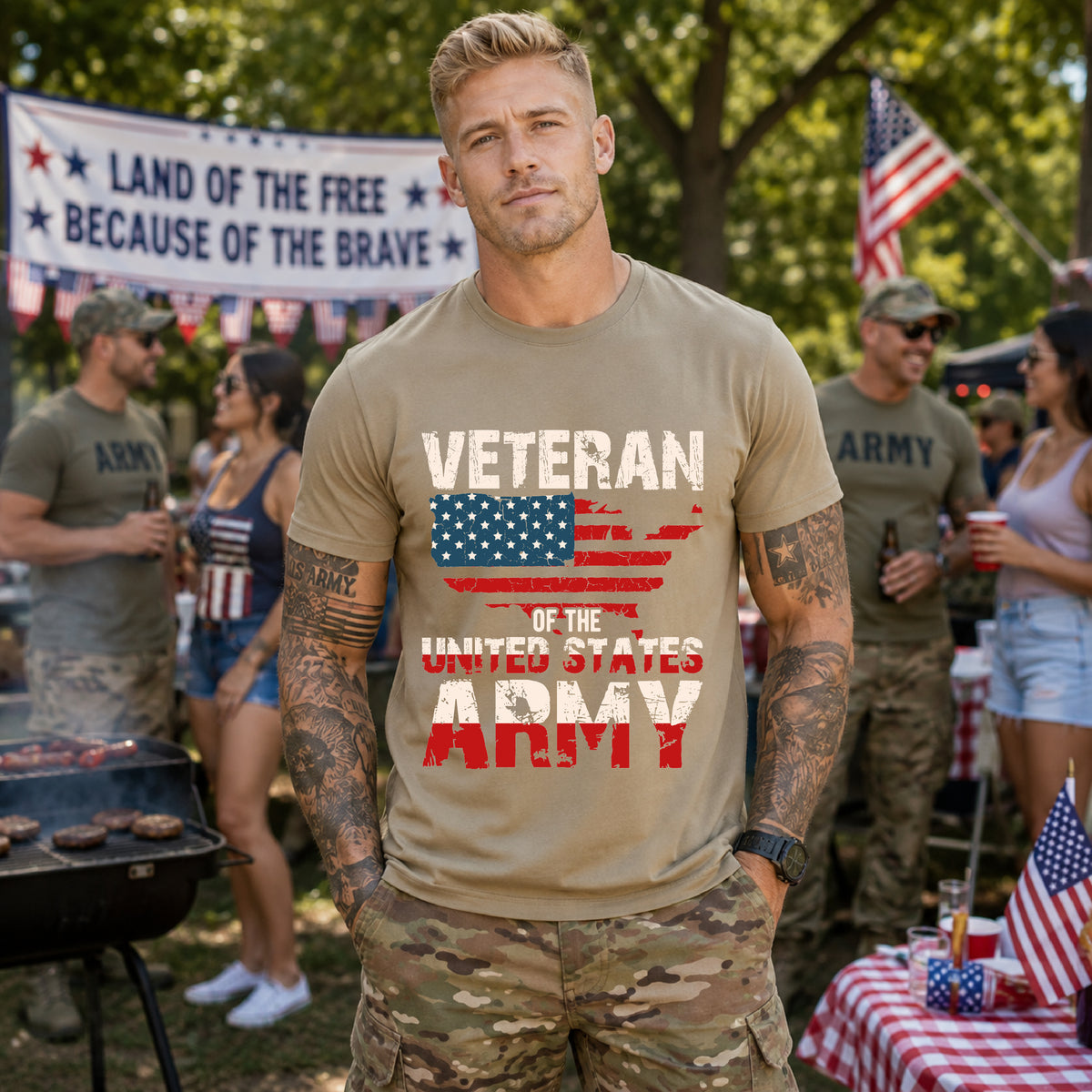 Veteran of the United States Army Tee American Flag Distressed Military Unisex Cotton Shirt v6