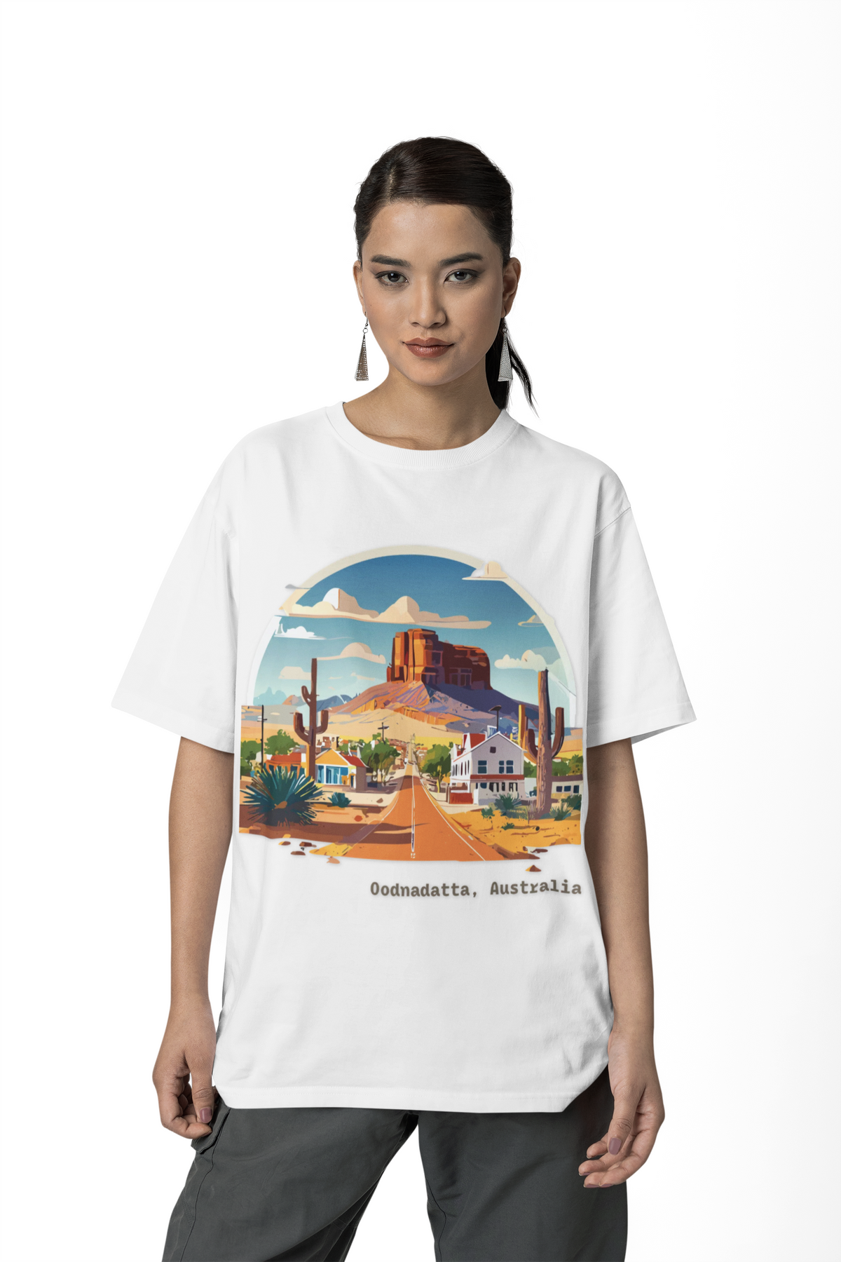 Oodnadatta Outback Landscape Tee | Australian Roadhouse Desert Scene