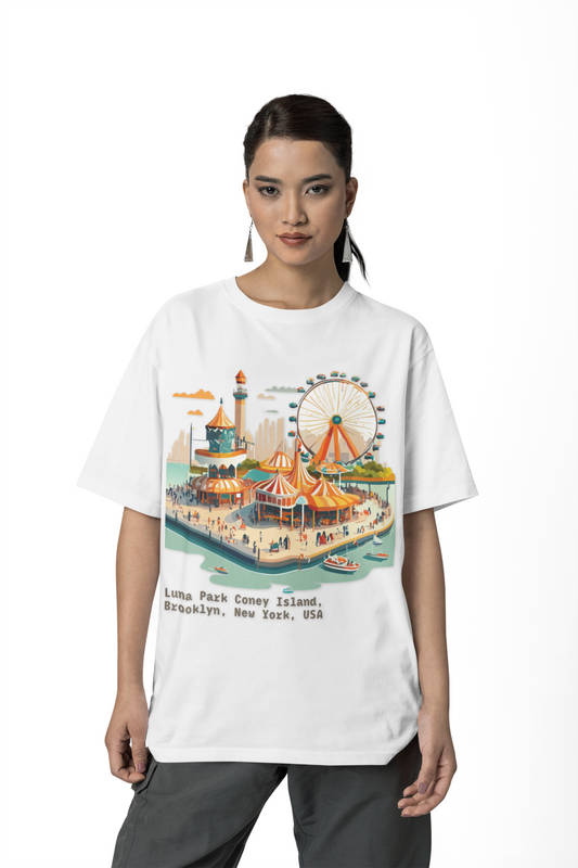 Luna Park Coney Island Illustration T-Shirt | Brooklyn Ferris Wheel Tee
