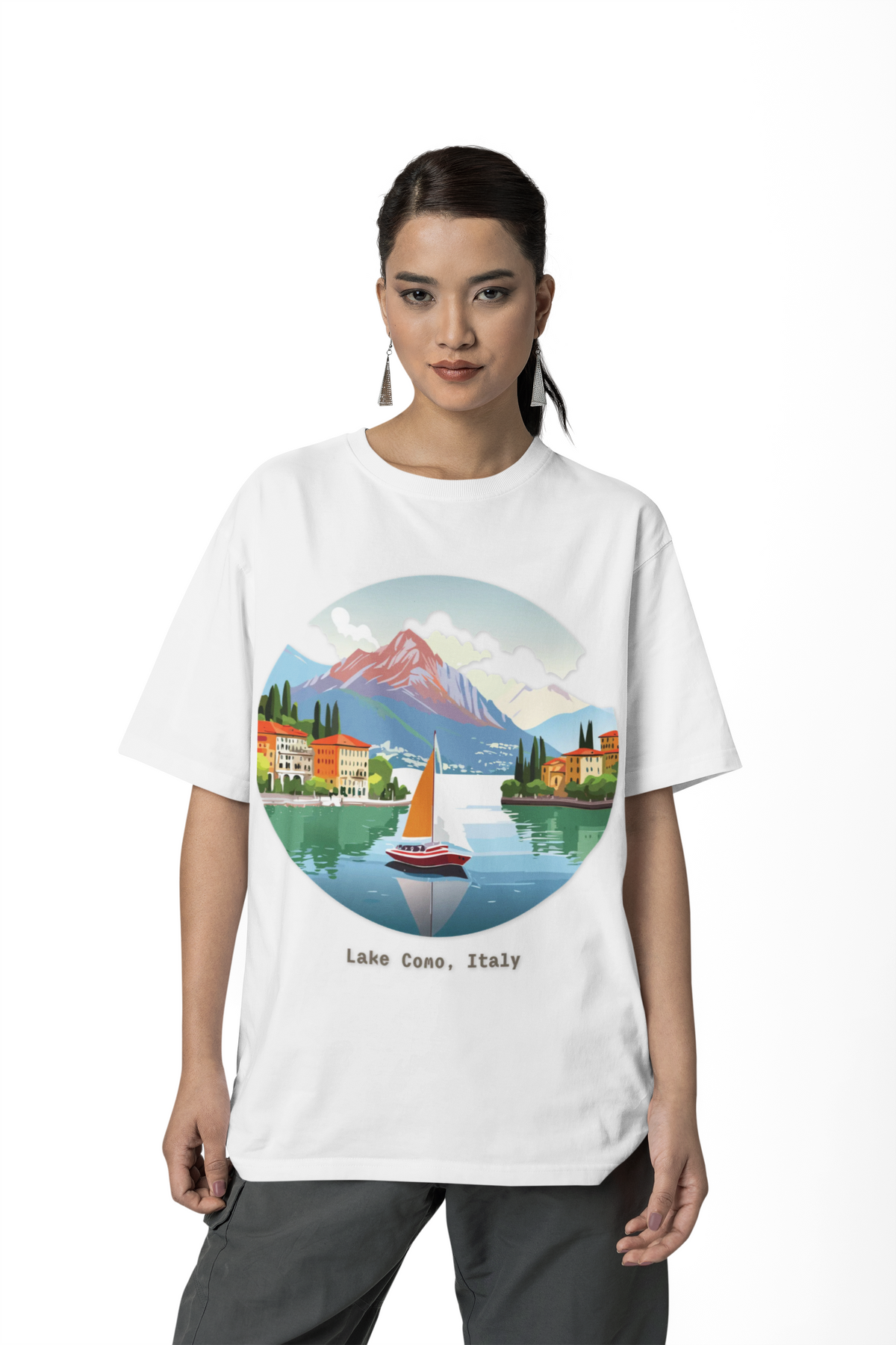 Lake Como Italy illustration T-Shirt | Scenic Travel Italy Tee