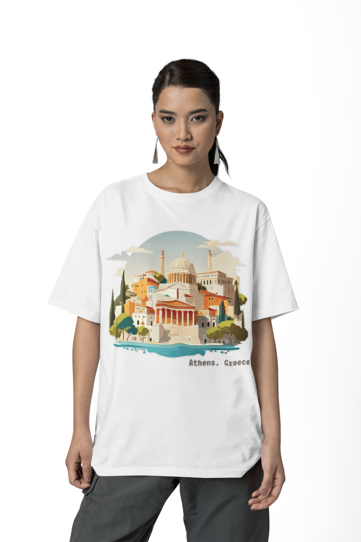Athens Greece Cityscape T-Shirt | Greek Landmark Illustration