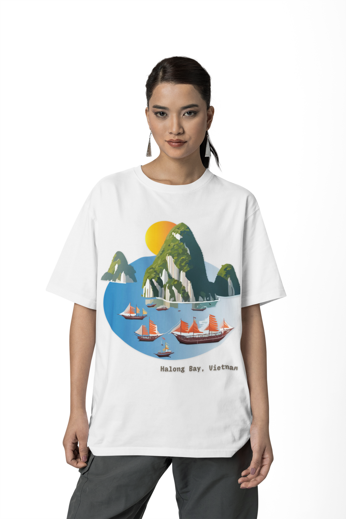 Halong Bay Vietnam Sailboats Tee | Scenic Island Landscape