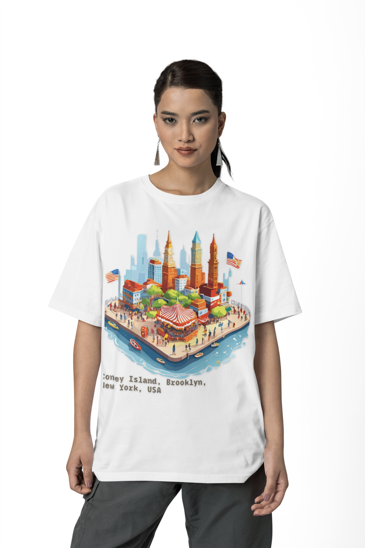Coney Island Brooklyn New York Cityscape Tee | Illustrated Landmark T-Shirt