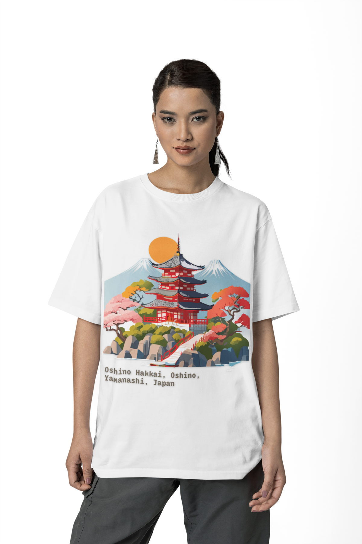 Japanese Pagoda Illustration Tee | Oshino Hakkai, Yamanashi, Japan