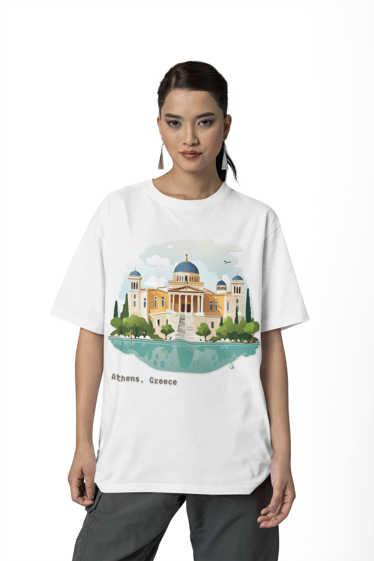 Athens Greece Illustration T-Shirt | Acropolis Temple Travel Tee