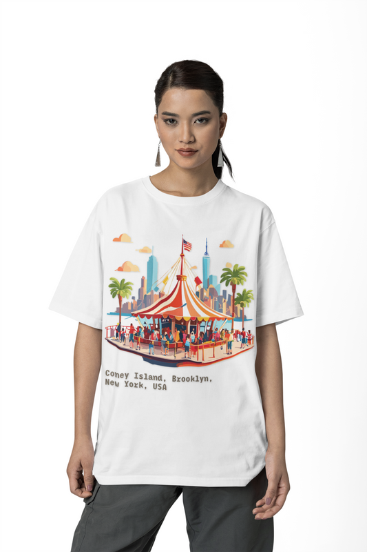 Coney Island Carousel T-Shirt | Brooklyn New York Illustration