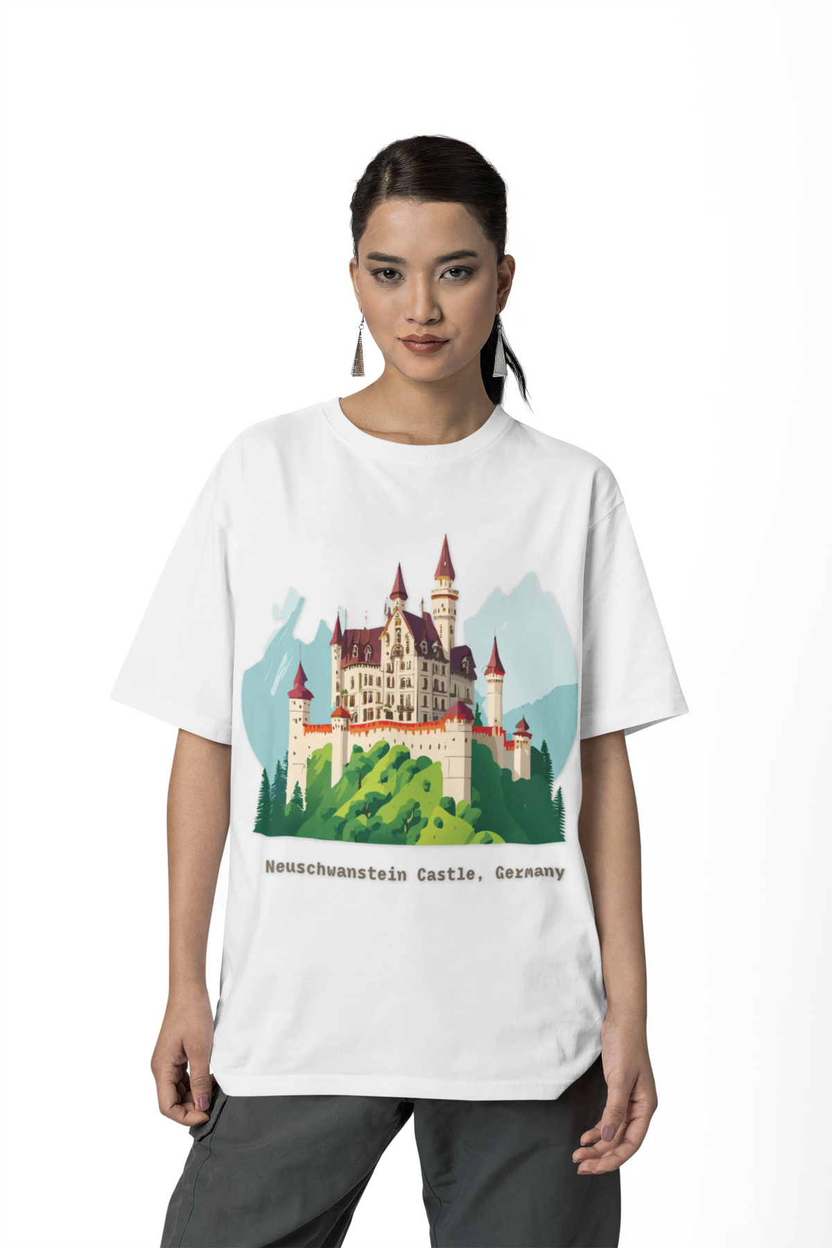 Neuschwanstein Castle Illustration T-Shirt | Germany Travel Souvenir
