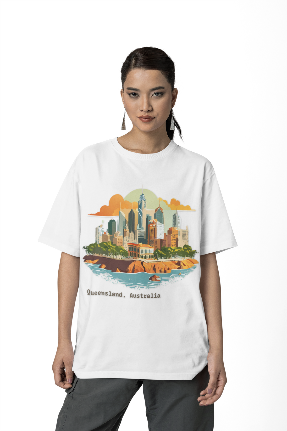 Queensland Australia skyline T-Shirt | Brisbane cityscape tee, coastal skyline design