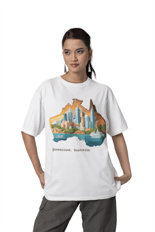 Queensland Australia skyline Tee | Australia map cityscape shirt
