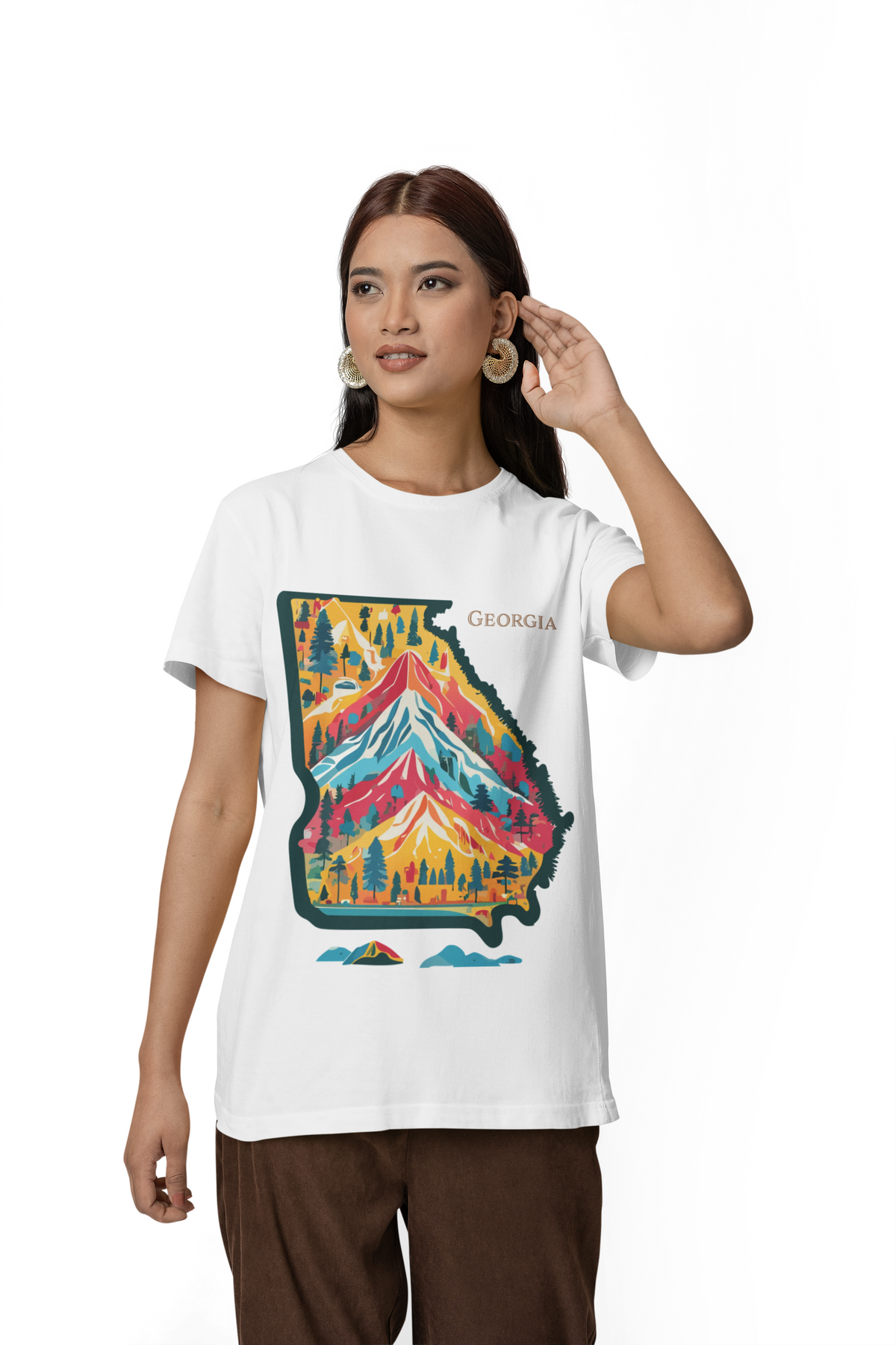 Georgia mountain state map T-Shirt | colorful retro landscape tee