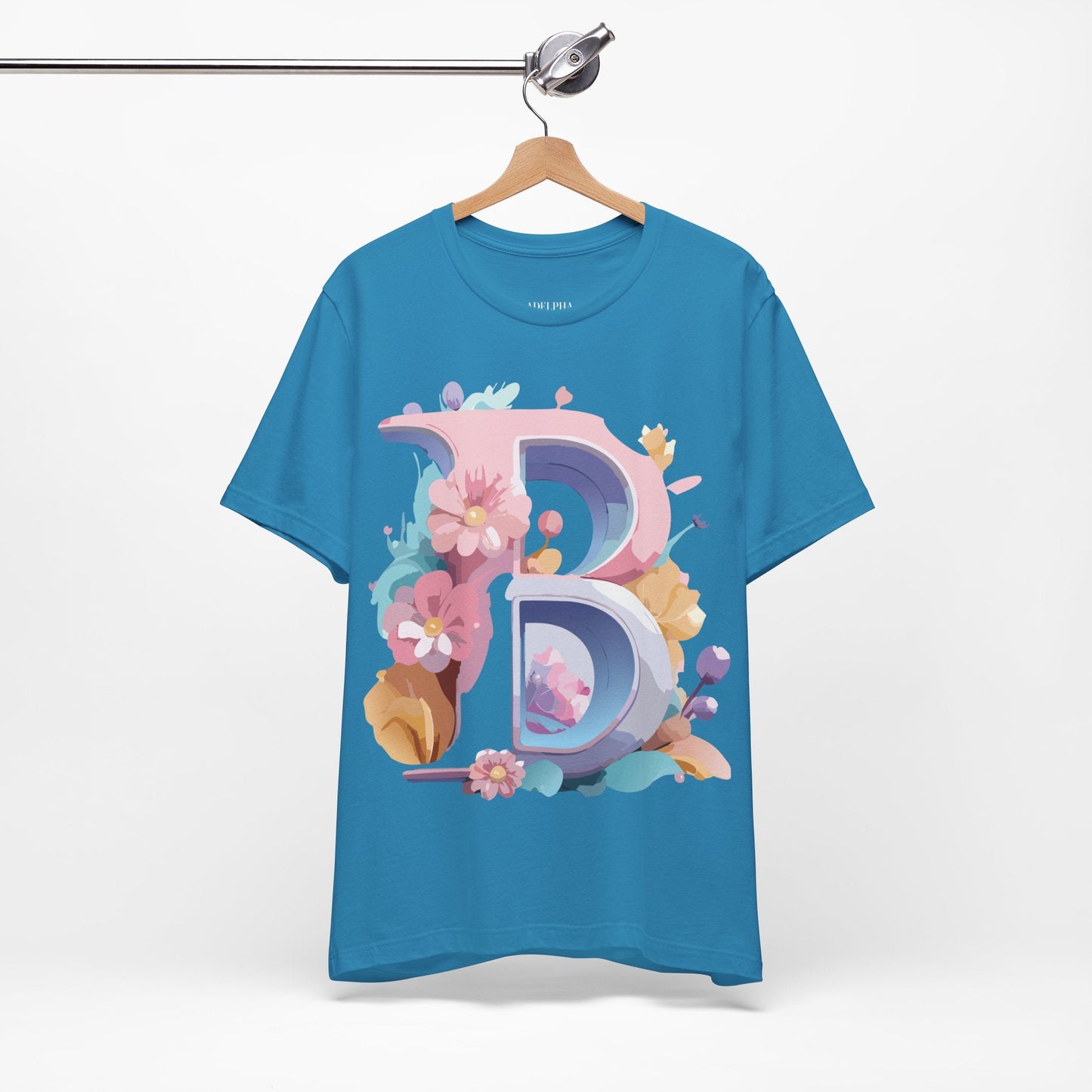 Letter B Shirt Graphic Tee Unisex Vintage Inspired Artwork Adelpha Art Design Short Sleeve