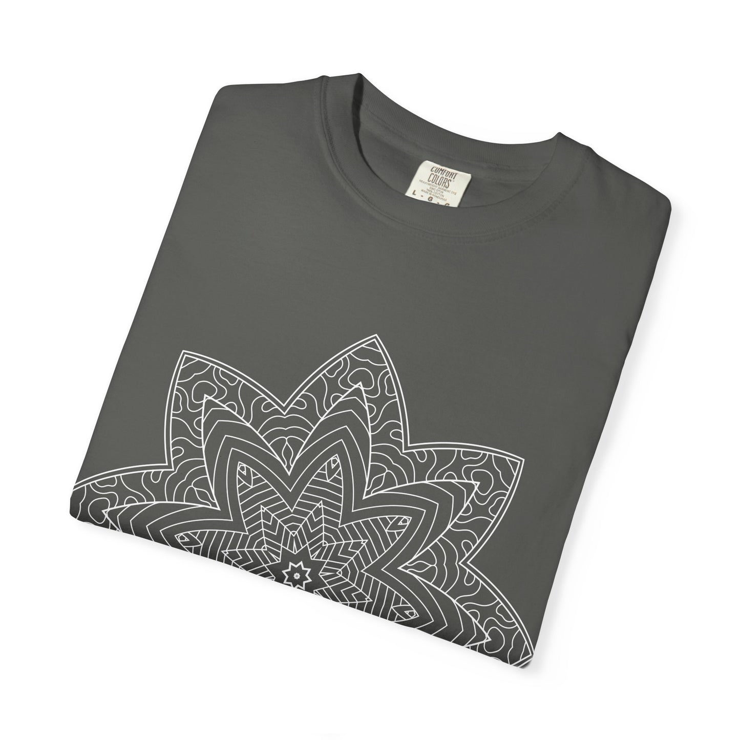 Unisex Garment Dyed Cotton T-Shirt with Mandala Graphic Design