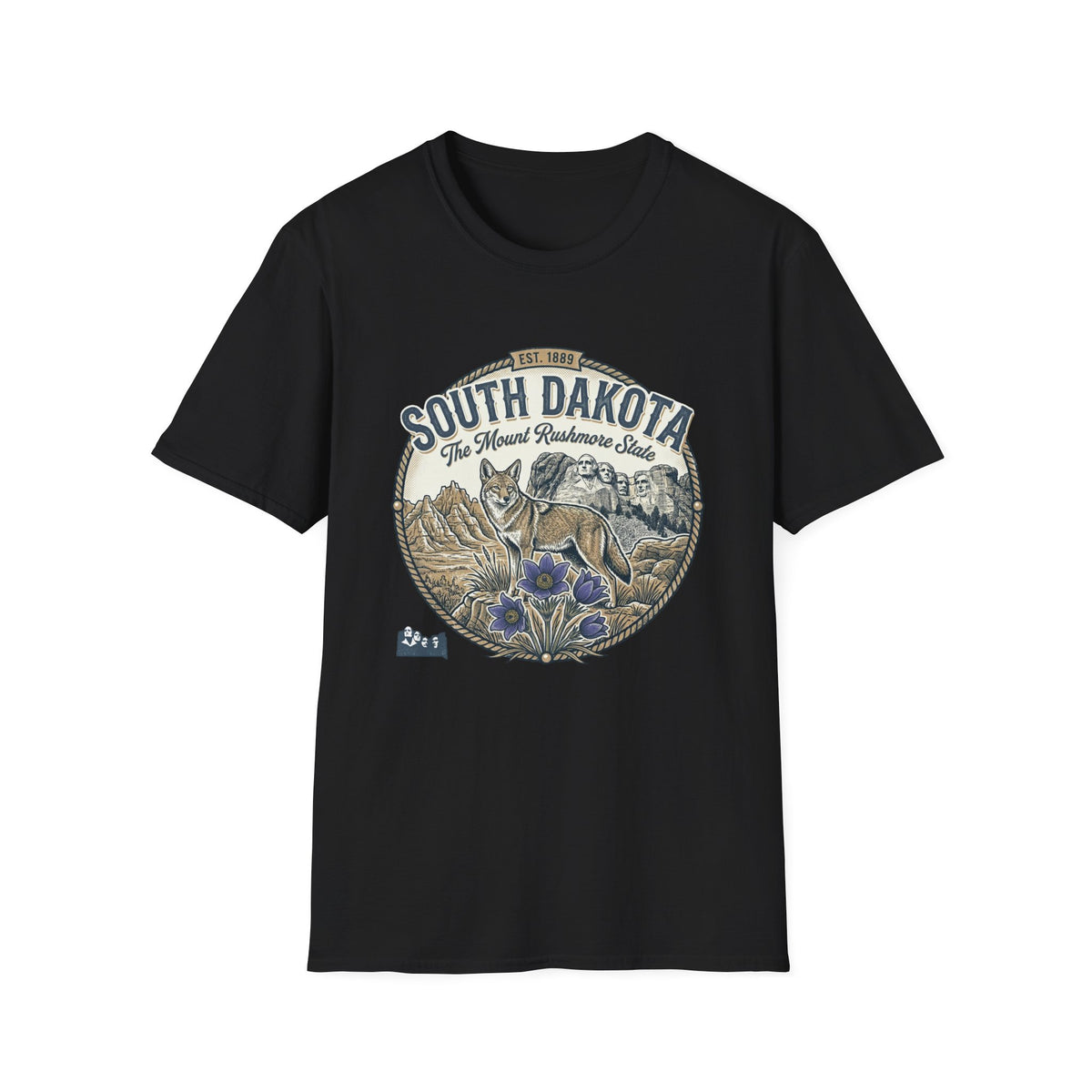 South Dakota Wildlife Tee – State Prairie Flowers Travel Tourist Graphic Tee Unisex 100 Cotton Gildan T-Shirt