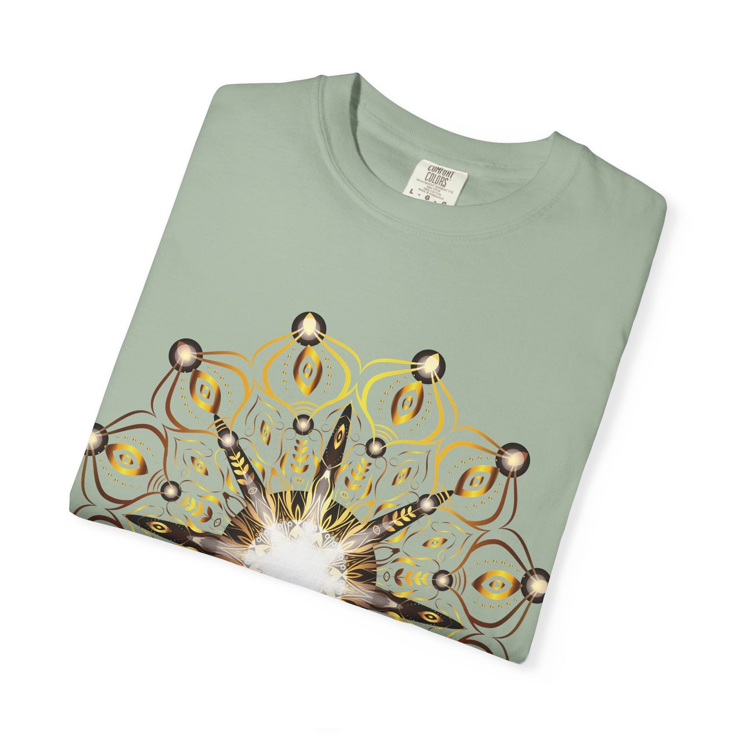 Unisex Garment Dyed Cotton T-Shirt with Mandala Graphic Design