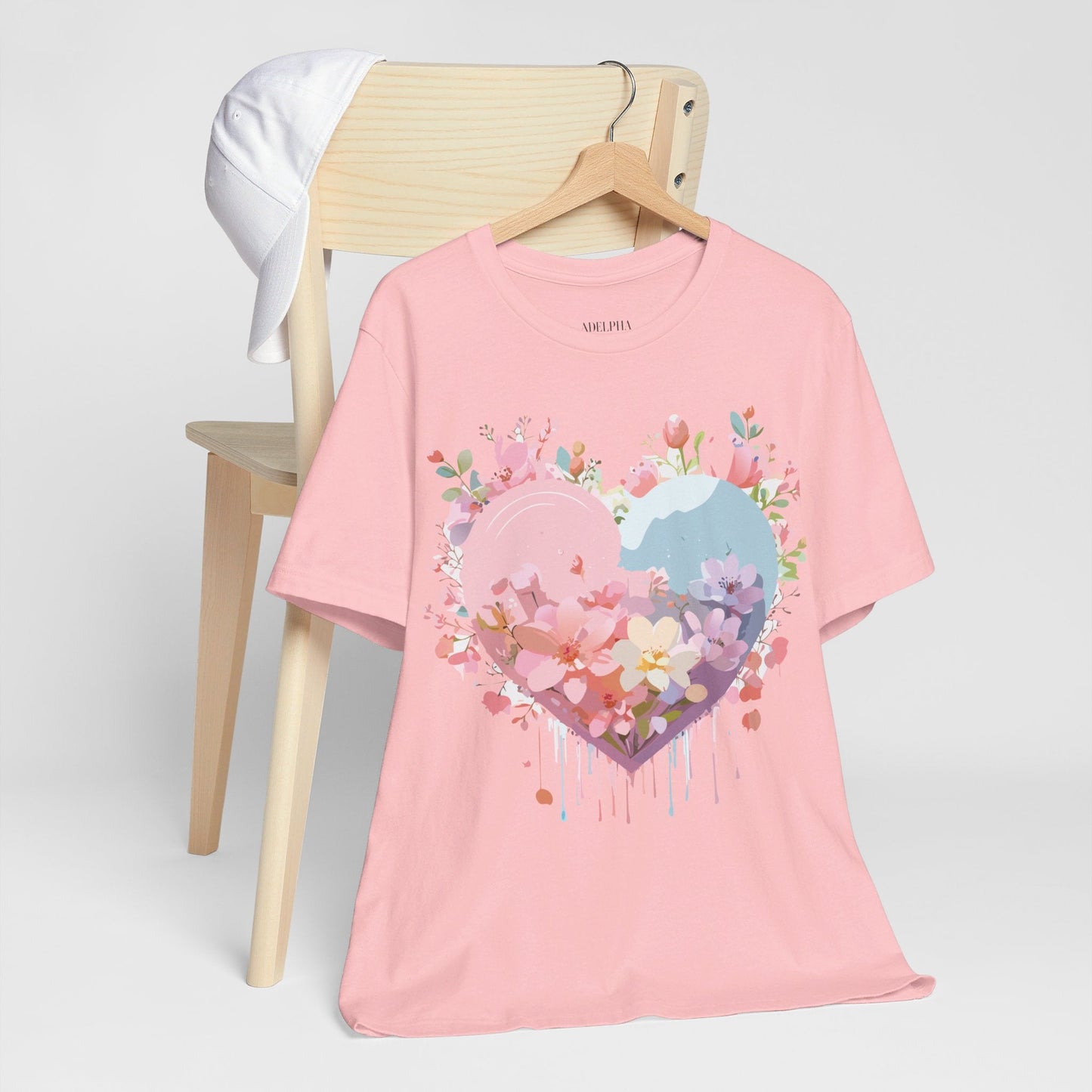 Valentine Day Graphic Unisex 100 Cotton Vintage Artwork with Love and Flower Design Tee 31