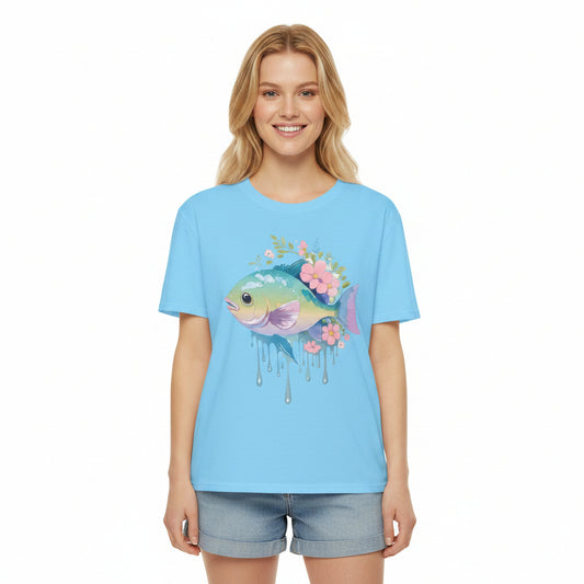 Fish Art Graphic Tee Unisex Gildan Softstyle 64000 100 Percent Ring Spun Cotton Comfortable Tee