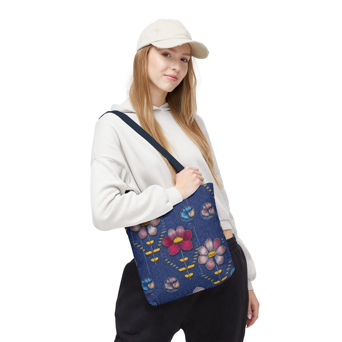 Denim Fabric Imitation Print Unisex Canvas Bag Poly Spun 3 Sizes Tote Bag 159-16