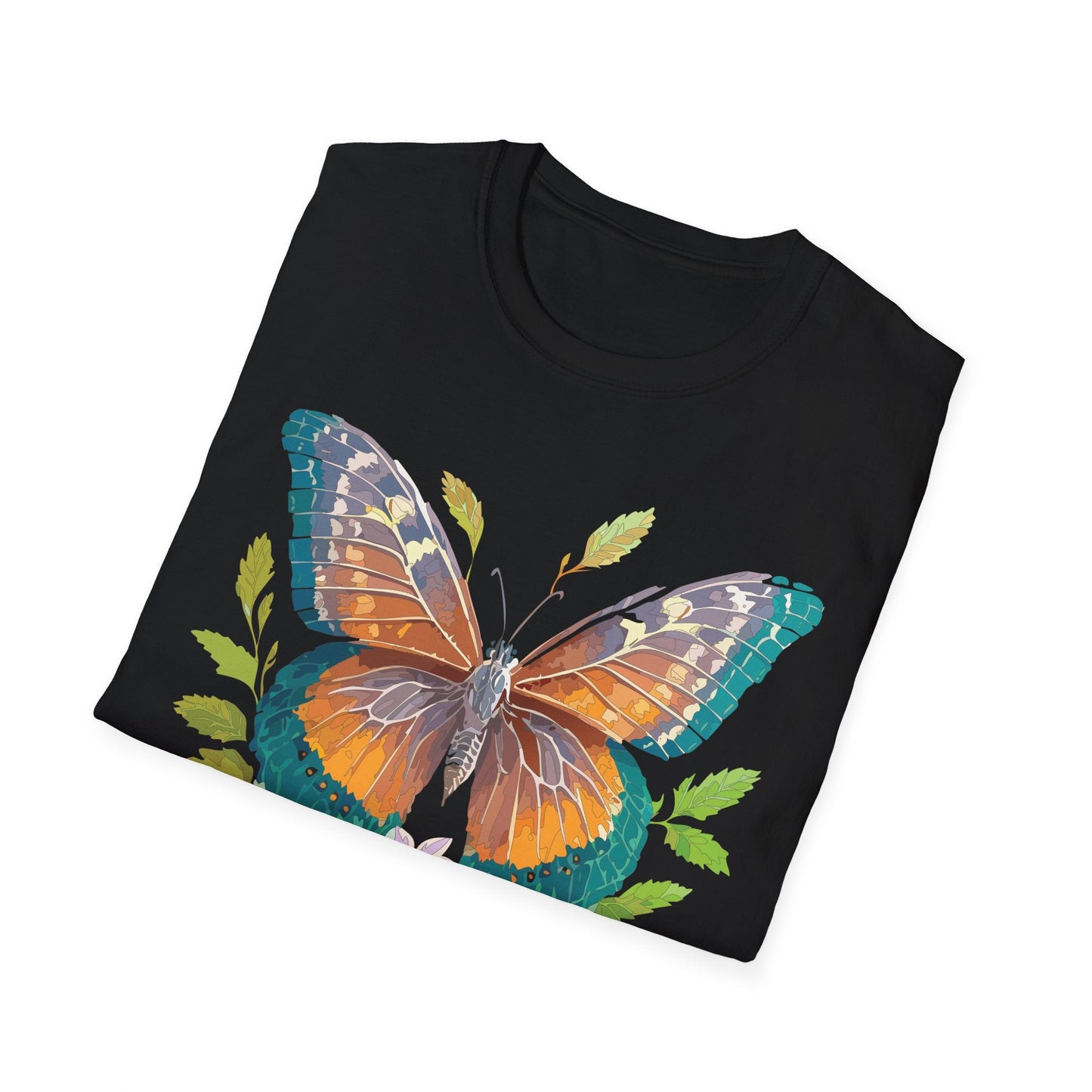 Unisex Butterfly Shirt With Monarch Design Cotton Tee Gildan 64000 Softstyle Comfort