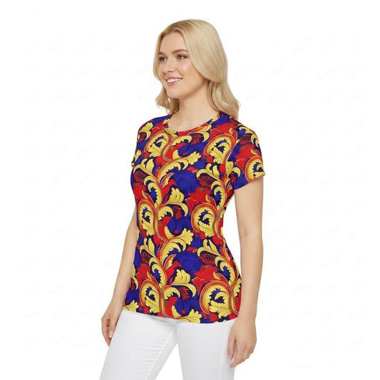 Women Poly Span T-Shirt with Floral Print