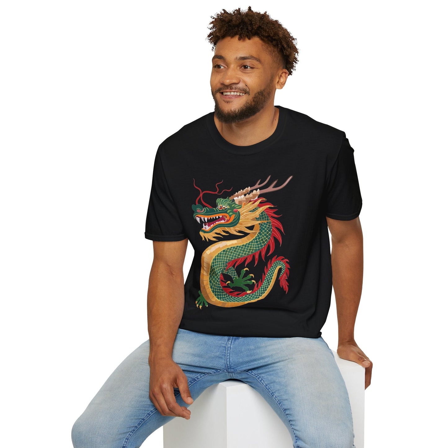 Dragon Graphic Unisex Cotton Softstyle Art Design Tee With Animals 9