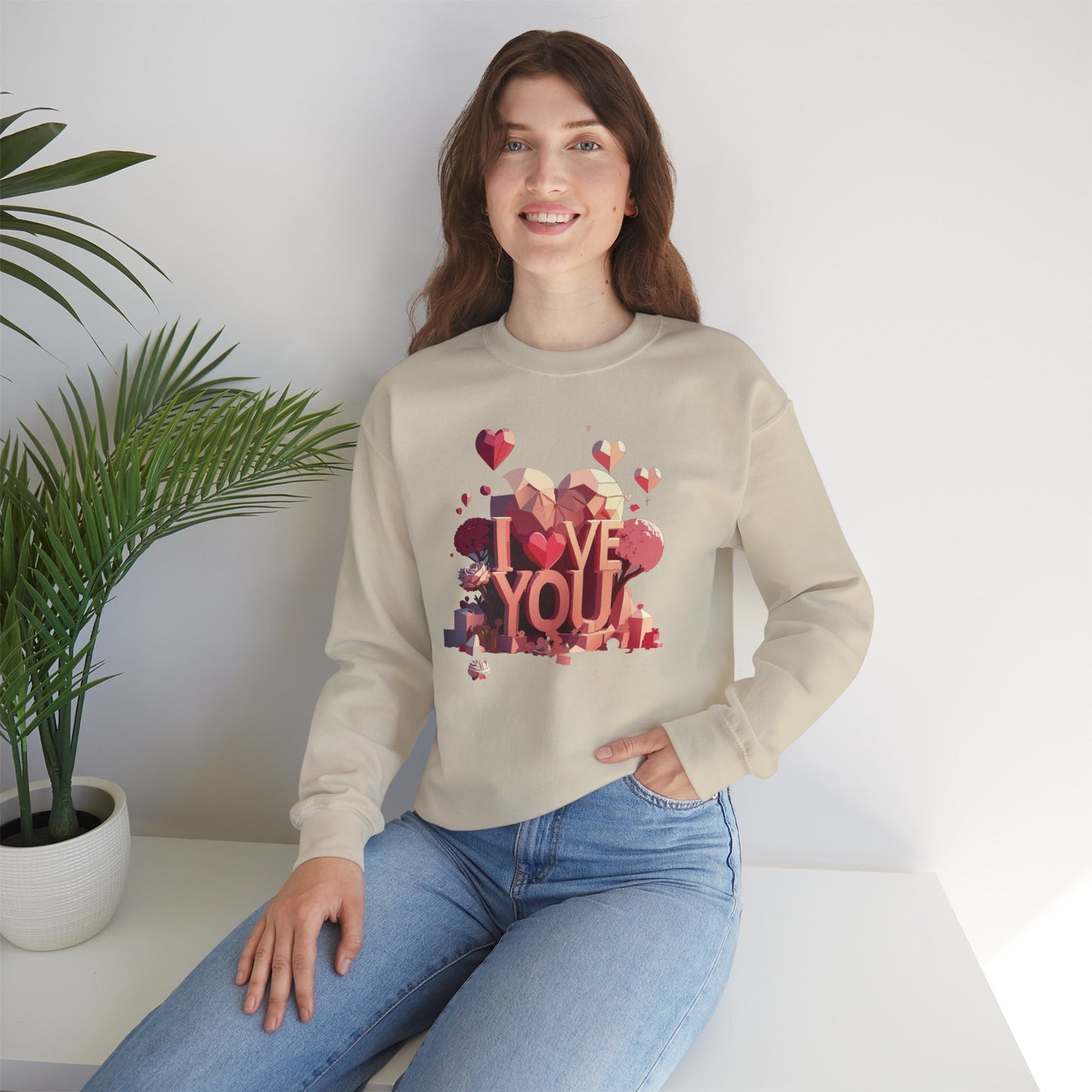 Unisex Big Heart Love Sweatshirt, Love Heart Sweatshirt, Floral Love Sweatshirt, 50/50 Cotton-Poly Valentine's Day Sweatshirt 10