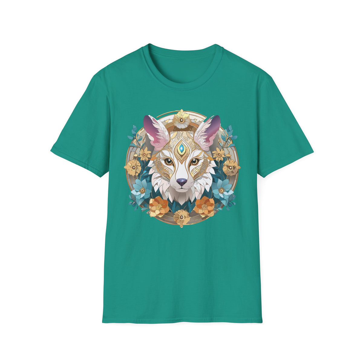 Mystic Fox Mandala T-Shirt | Floral Fox Portrait, Boho Animal Tee