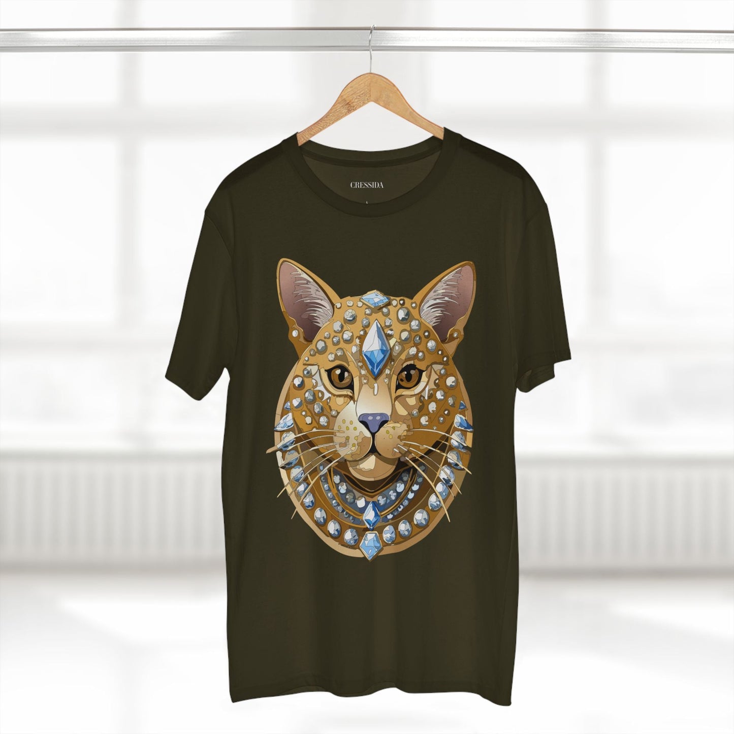 Cat Graphic Unisex 100 Cotton Tee With Unique Animal Golden Medallion Art Design 11