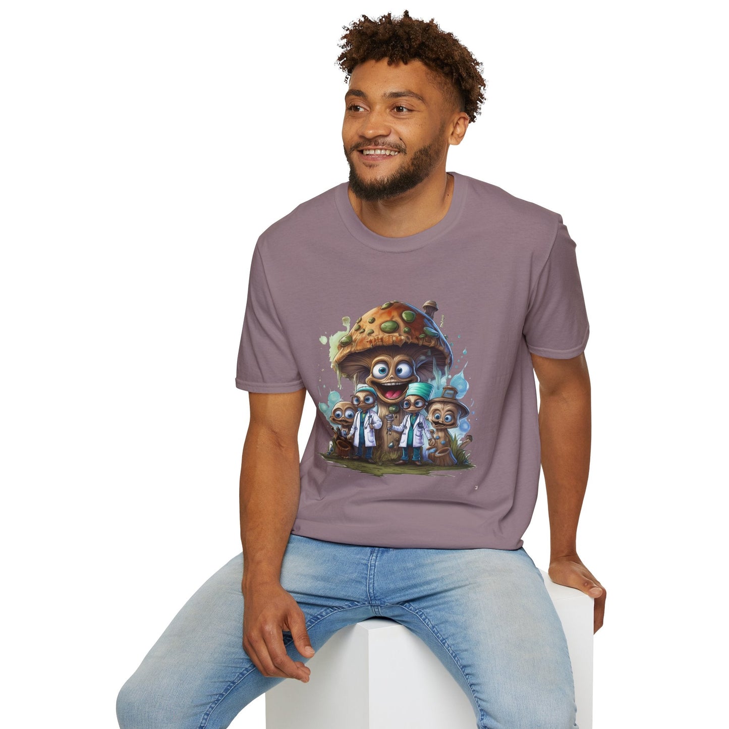 Funny Mashroom Graphic Unisex Softstyle Cotton With Cartoon Illustration Design 10