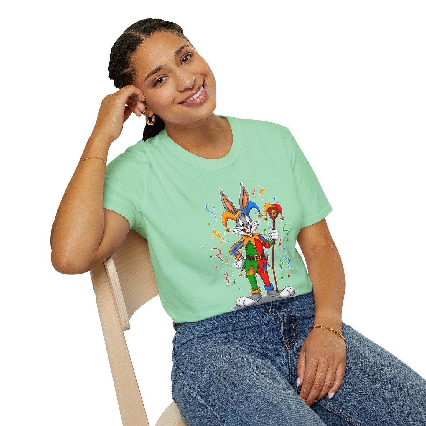Cartoon Bunny Graphic Unisex Cotton Animal Animation Artwork Design Tee 22