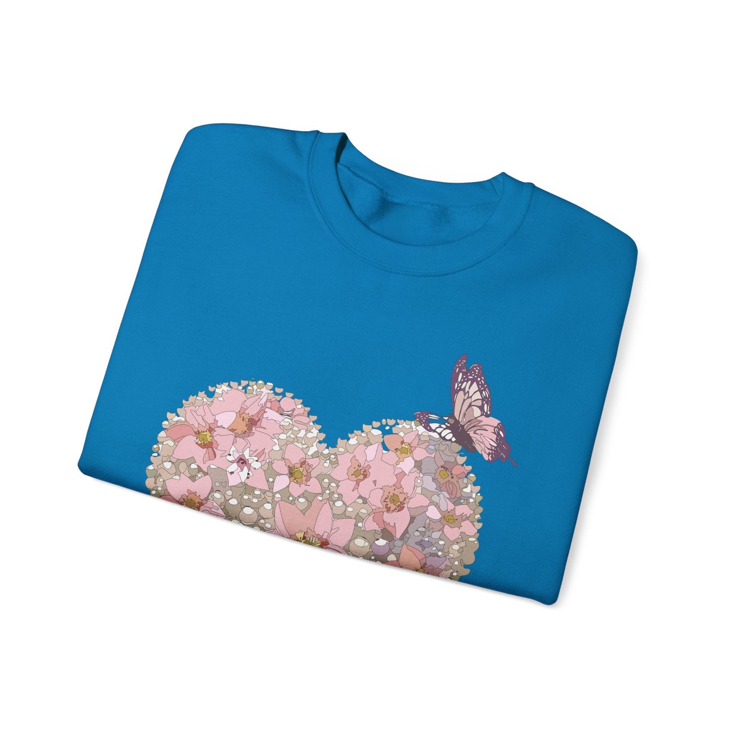 Unisex Floral Heart Sweatshirt Floral Love Valentines Day Gildan 18000 Heavy Blend Crewneck