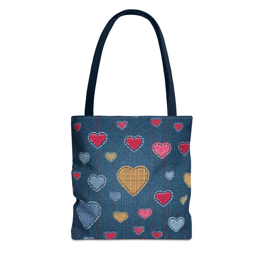 Love Day Graphic Design Denim Fabric Imitation Print Unisex Canvas Bag POLY 3 Sizes Tote Bag 201-24