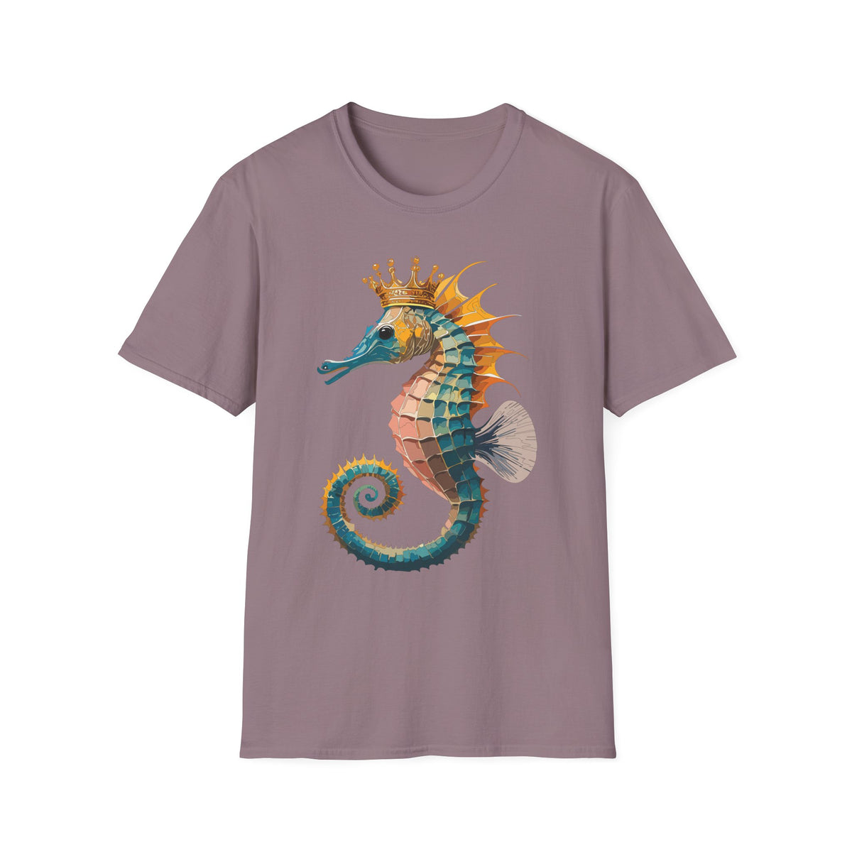 Crowned Seahorse T-Shirt | Colorful King Seahorse Illustration Tee